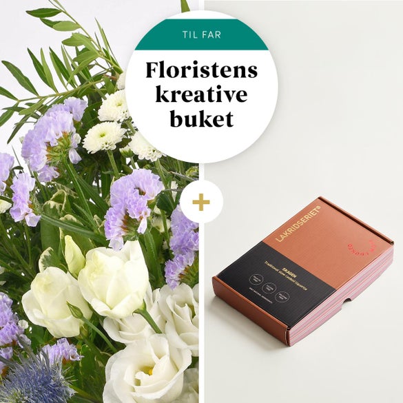 Floristens buket til far med Lakridseriet Skagen